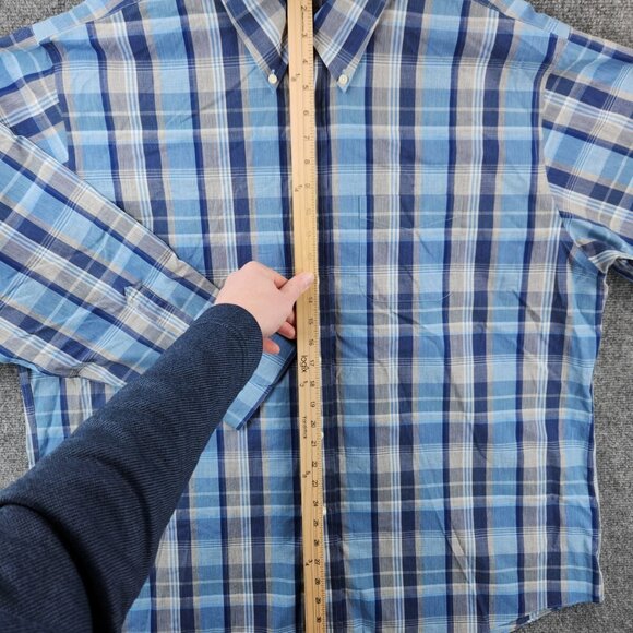 Brooks Brothers XXL Madison Blue Plaid Long Sleeve Button Up Non-iron All Cotton - Picture 3 of 16